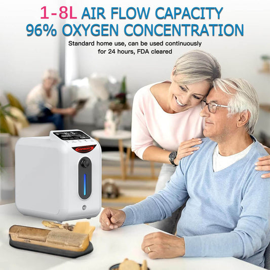 Buy 2IN1 RespirEasy Home Oxygen Concentrator, 1-8/min Continuous Flow Adjustable Oxygen Generator, Healthy Oxygen Therapy Device RE-E1 dedakj