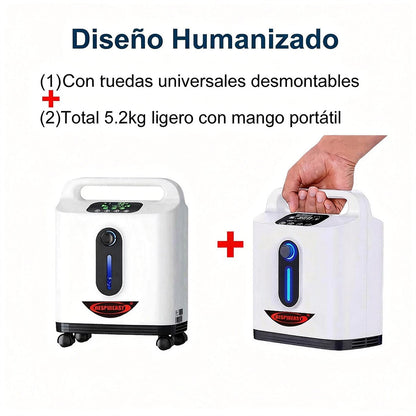 Concentrador de oxígeno para uso doméstico, silencioso, suministro continuo de oxígeno, ajustable de 1 a 9 l.