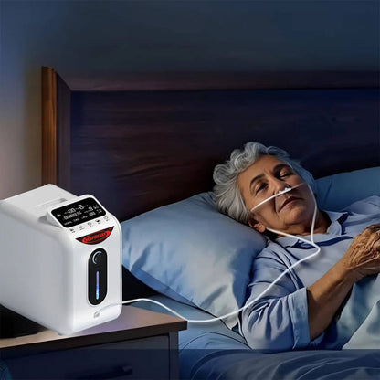 Concentrador de oxígeno RESPIREASY, generador de oxígeno RE-E1L ajustable de 1 a 8 L/min, oxigenador de alta pureza del 93 ± 3 % para uso doméstico y de viaje, generador de oxígeno O2 de gran capacidad para el cuidado personal. 