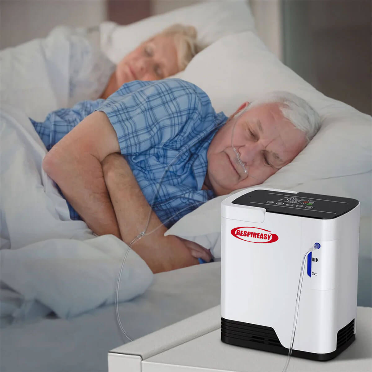 1-7L Home Portable Oxygen Concentrator and Nebulizer, 7L Adjustable Oxygen Generator RESPIREASY RE-Q1L