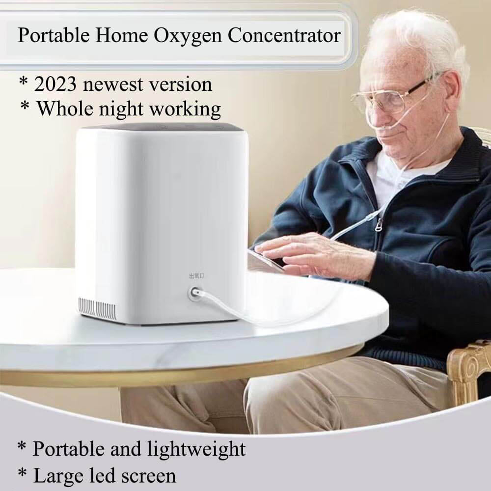 Concentrador de oxígeno doméstico DEDAKJ de 1 a 7 l, generador de oxígeno para el cuidado del hogar, concentrador de oxígeno ajustable, apto para uso doméstico y de viaje. 