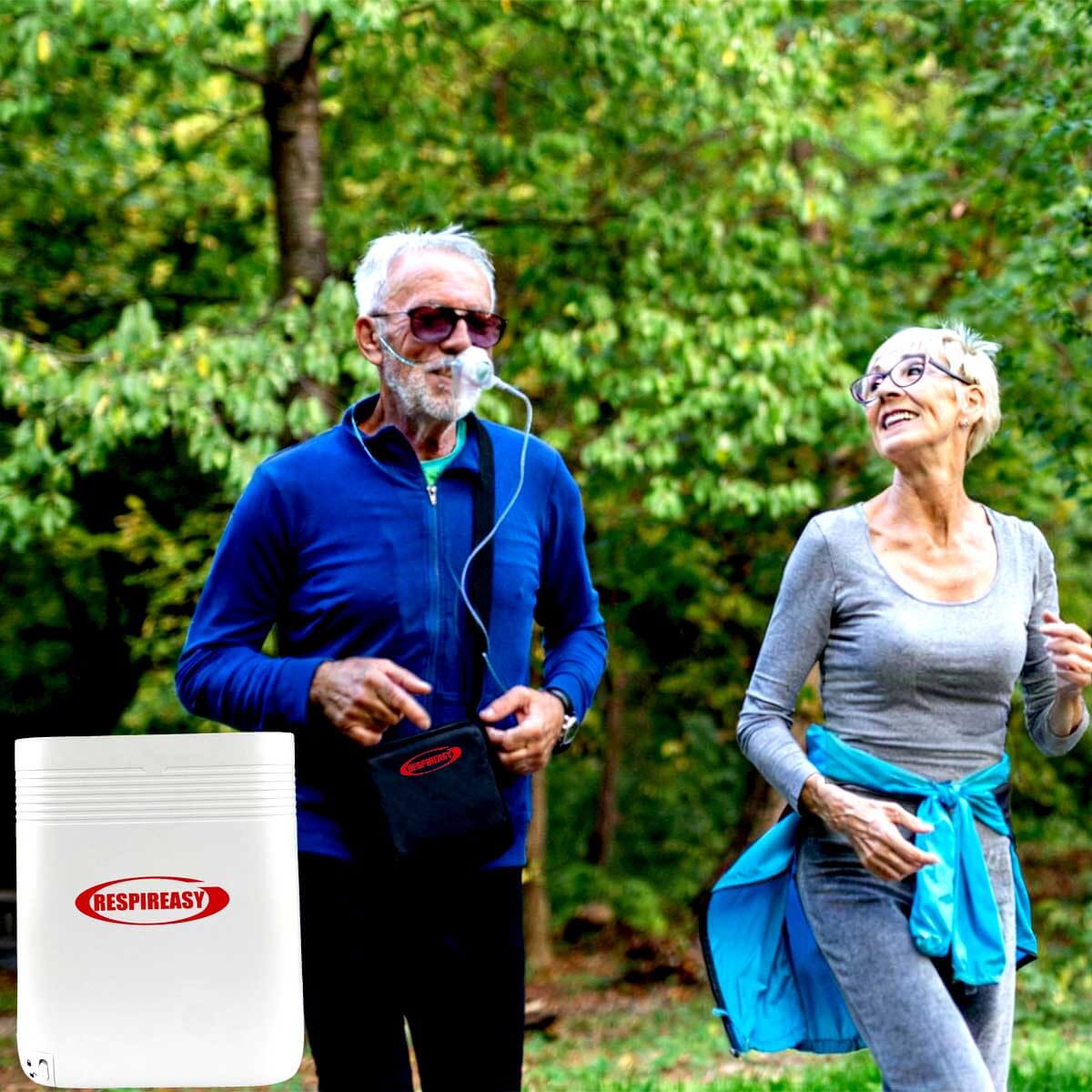 Concentrador de oxígeno portátil RespirEasy 2025 de flujo continuo de 5 litros, ideal para viajes en avión.