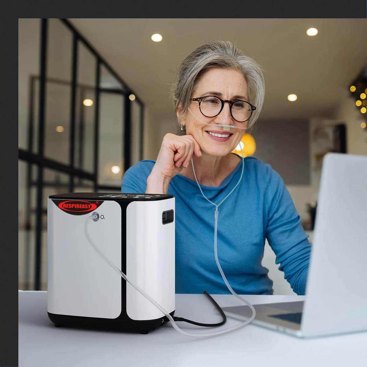 RespirEasy New Flagship Oxygen Concentrator 1-8 Liter Adjustable Oxygen Generator Low Noise Portable Home O2 Machine Smart Oxygen Machine With Complete Accessories 95% Home and Travel Oxygen Concentrator