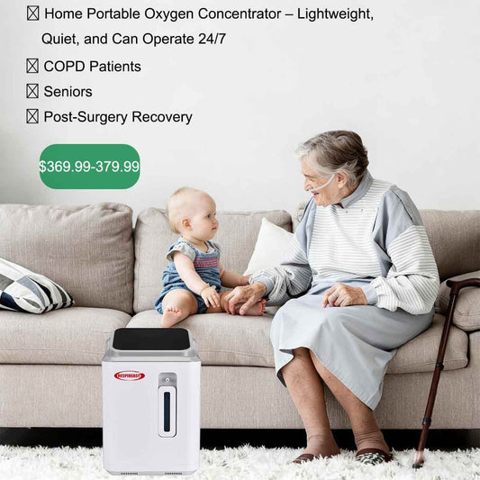 RESPIREASY Home Portable Oxygen Concentrator 2–9 L/Min Adjustable Flow Oxygen Making Machine for Breathing 110V/220V
