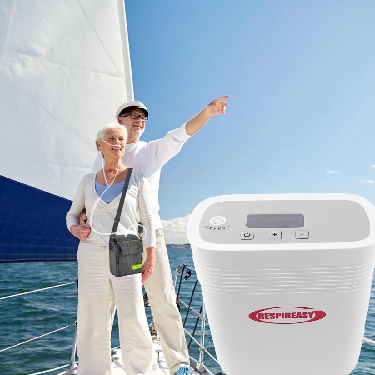 Concentrador de oxígeno para terapia personal de flujo continuo de 5 litros, generador de oxígeno portátil para exteriores con batería. 
