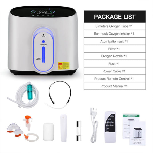 DEDAKJ Oxygen Concentrator 1-8L/min Adjustable 24 Hours Continuous flow 93% Purity Oxygen Concentrator Generator Low Noise ≤45dB DE-Q1W
