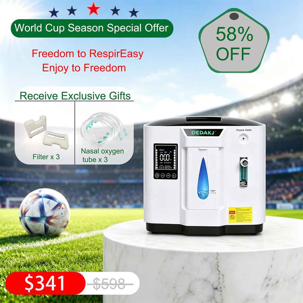 Home Medical Oxygen Concentrator DEDAKJ DE-1A Portable MINI Oxygen Generator Continuous Flow 7L Oxygen Concentrator 93% Oxygen Concentration